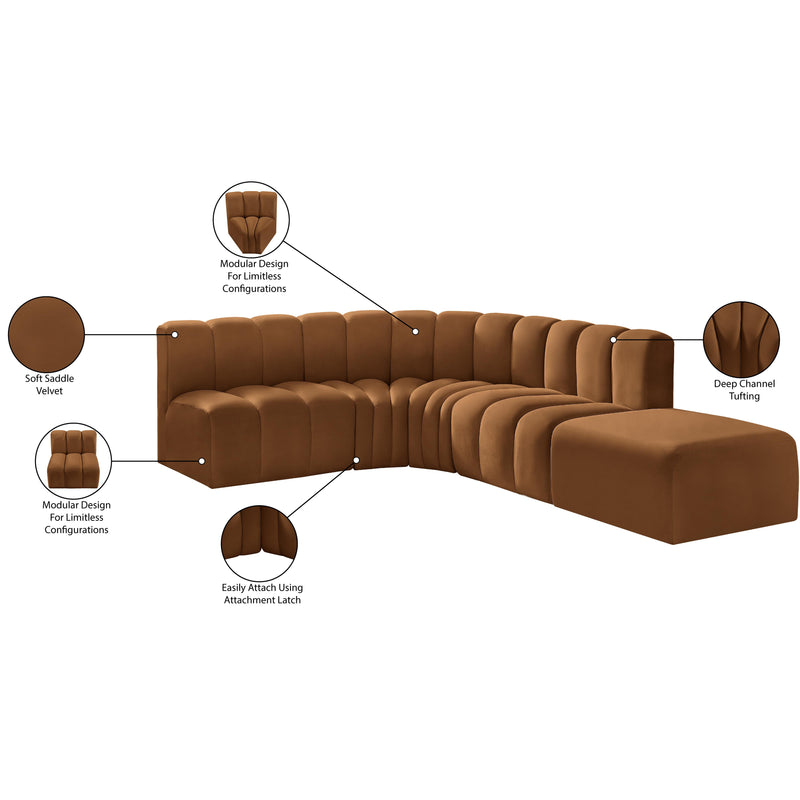 Meridian Arc Saddle Velvet 5 pc Modular Sectional IMAGE 17