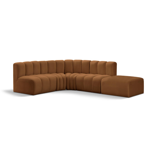 Meridian Arc Saddle Velvet 5 pc Modular Sectional IMAGE 1