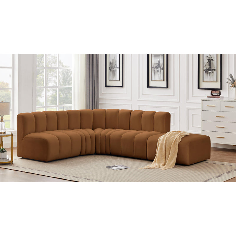 Meridian Arc Saddle Velvet 5 pc Modular Sectional IMAGE 2