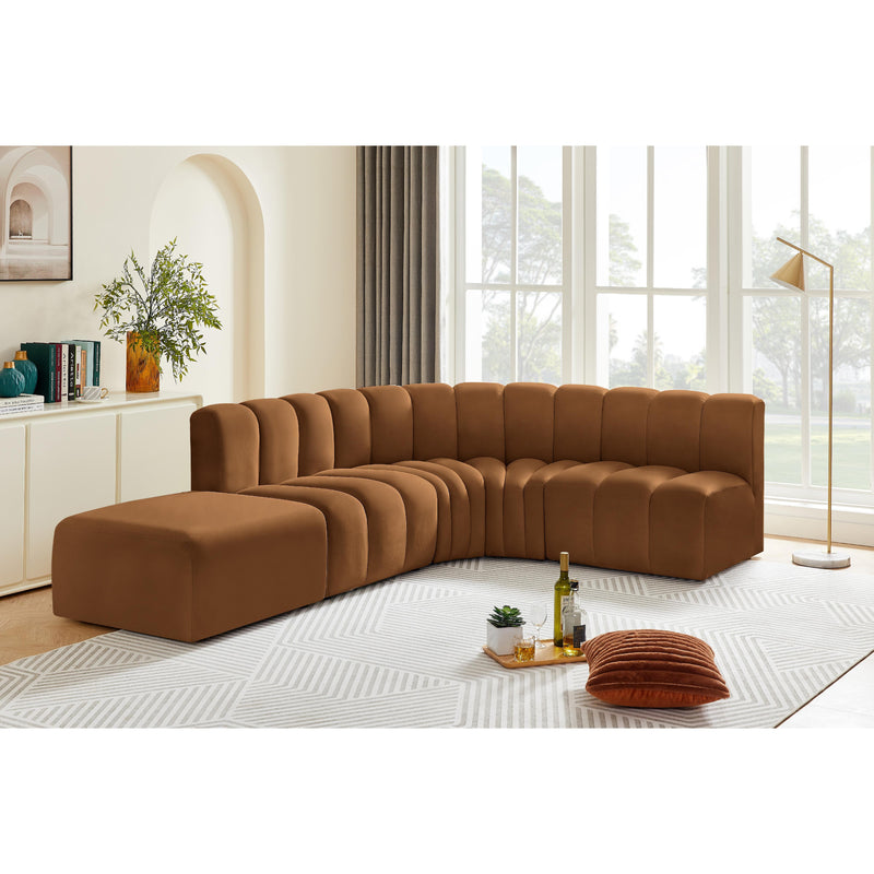 Meridian Arc Saddle Velvet 5 pc Modular Sectional IMAGE 3