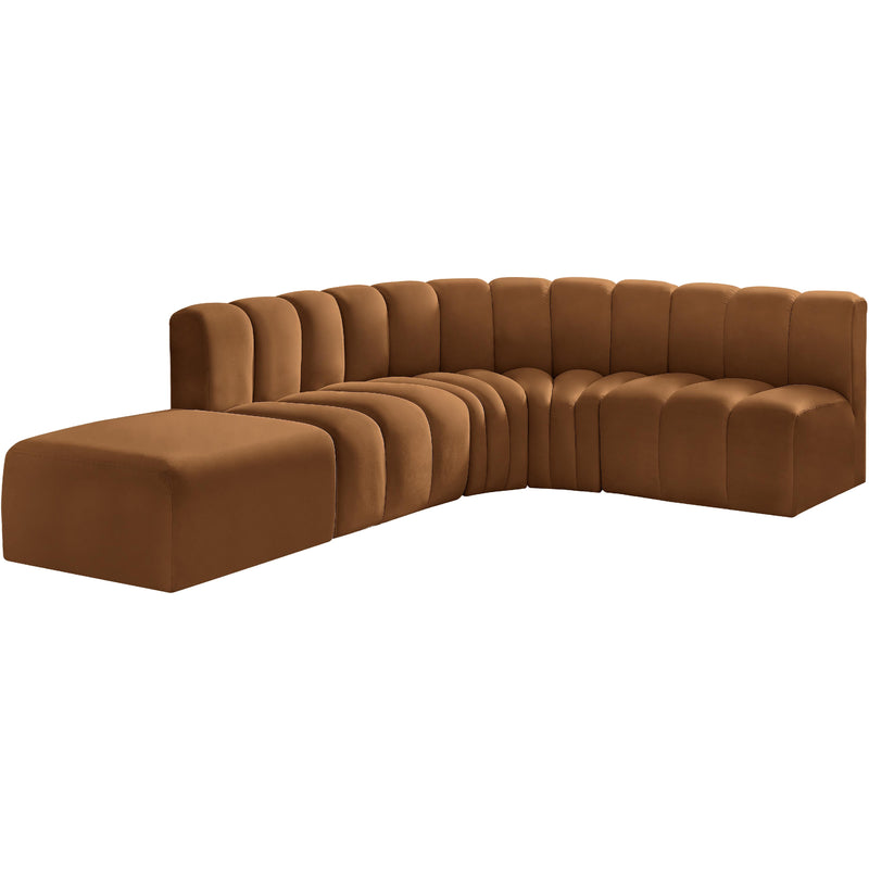 Meridian Arc Saddle Velvet 5 pc Modular Sectional IMAGE 4