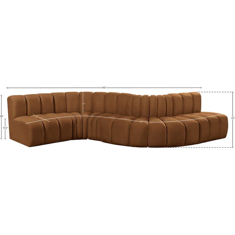 Meridian Arc Saddle Velvet 6 pc Modular Sectional IMAGE 14