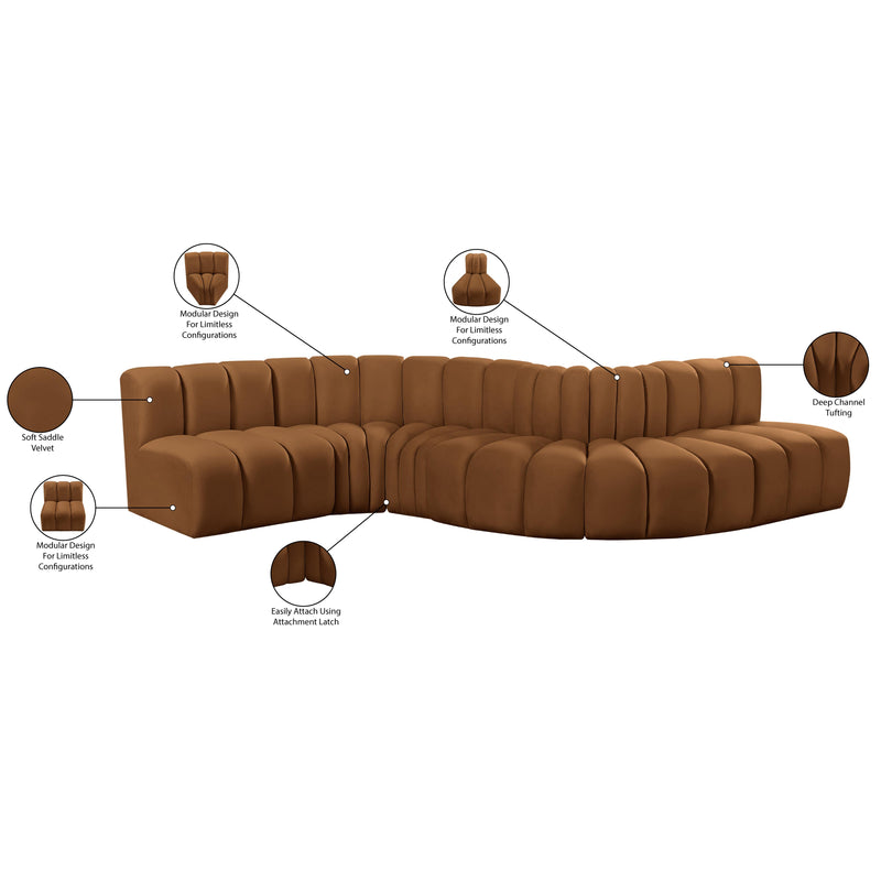 Meridian Arc Saddle Velvet 6 pc Modular Sectional IMAGE 15