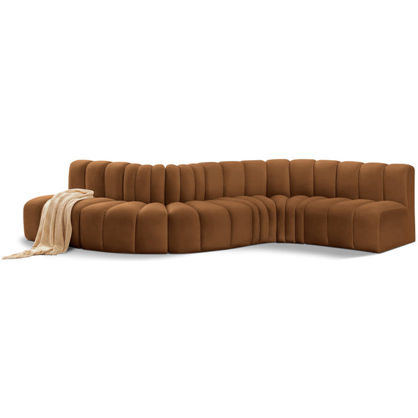 Meridian Arc Saddle Velvet 6 pc Modular Sectional IMAGE 1