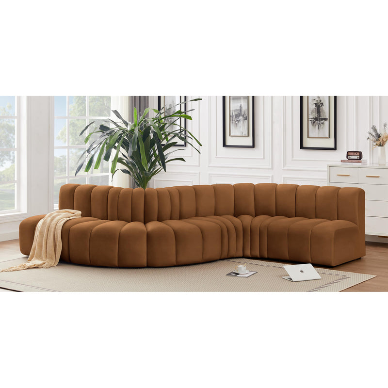 Meridian Arc Saddle Velvet 6 pc Modular Sectional IMAGE 2