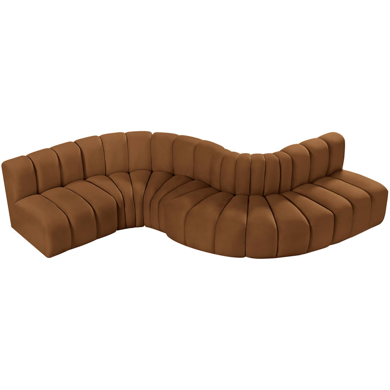 Meridian Arc Saddle Velvet 6 pc Modular Sectional IMAGE 4
