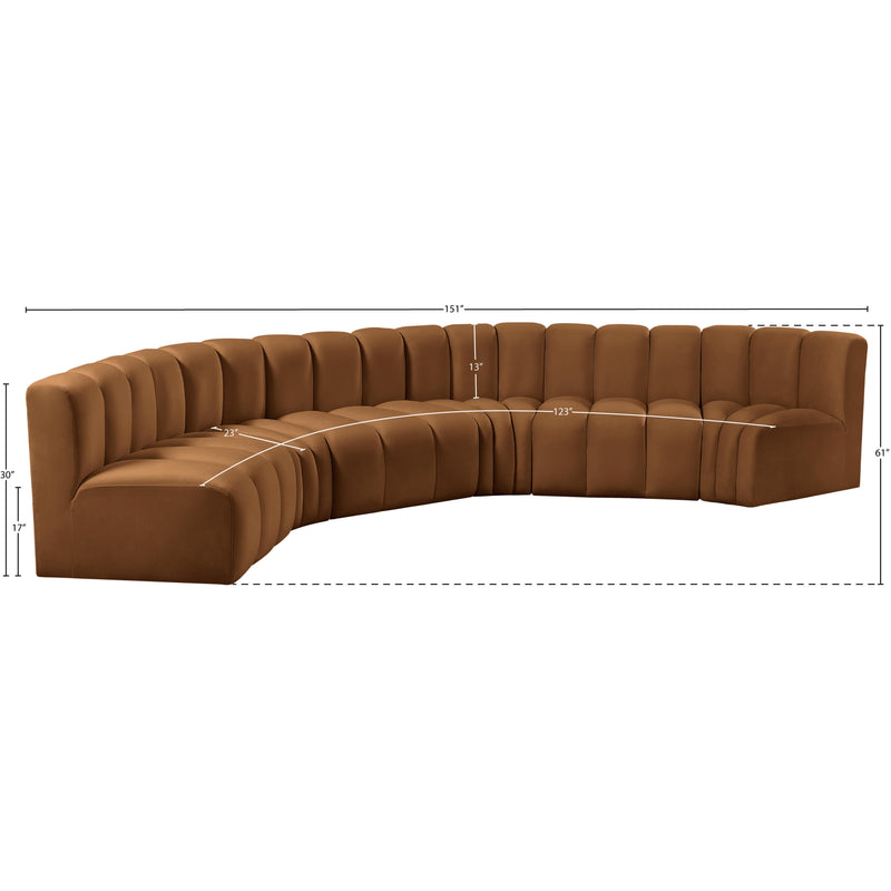 Meridian Arc Saddle Velvet 6 pc Modular Sectional IMAGE 12