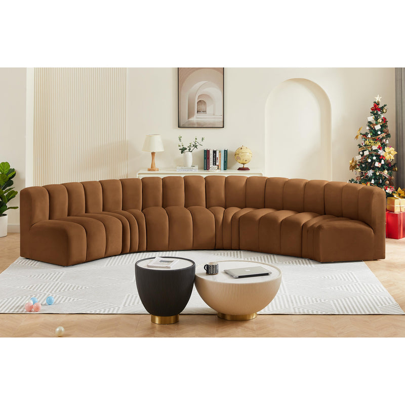Meridian Arc Saddle Velvet 6 pc Modular Sectional IMAGE 2