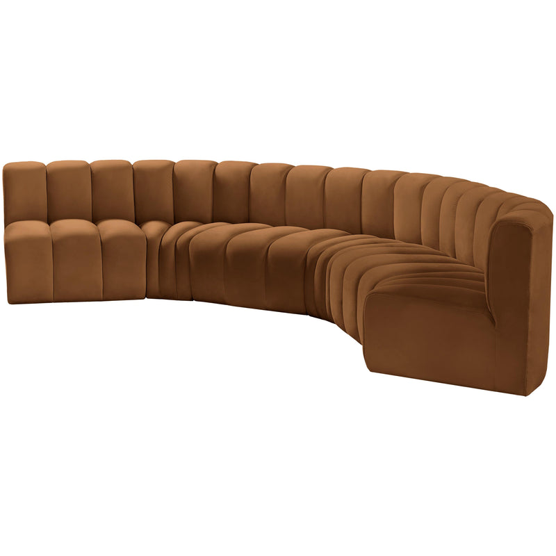Meridian Arc Saddle Velvet 6 pc Modular Sectional IMAGE 6