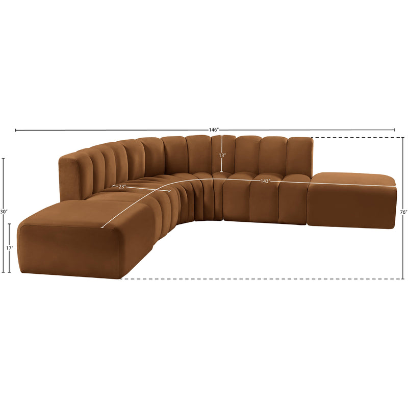 Meridian Arc Saddle Velvet 6 pc Modular Sectional IMAGE 13