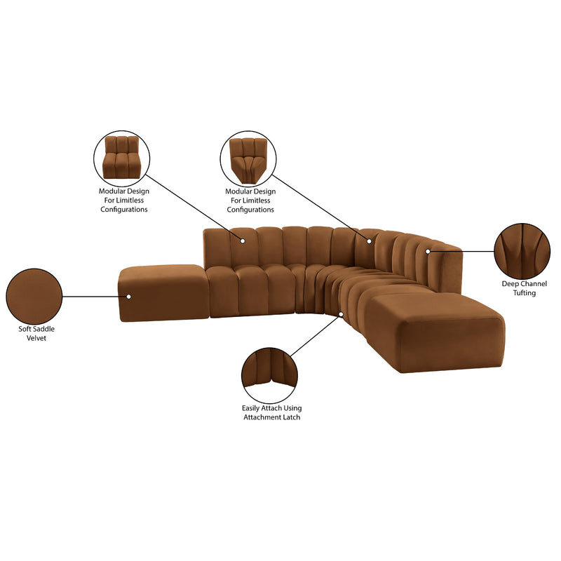 Meridian Arc Saddle Velvet 6 pc Modular Sectional IMAGE 14