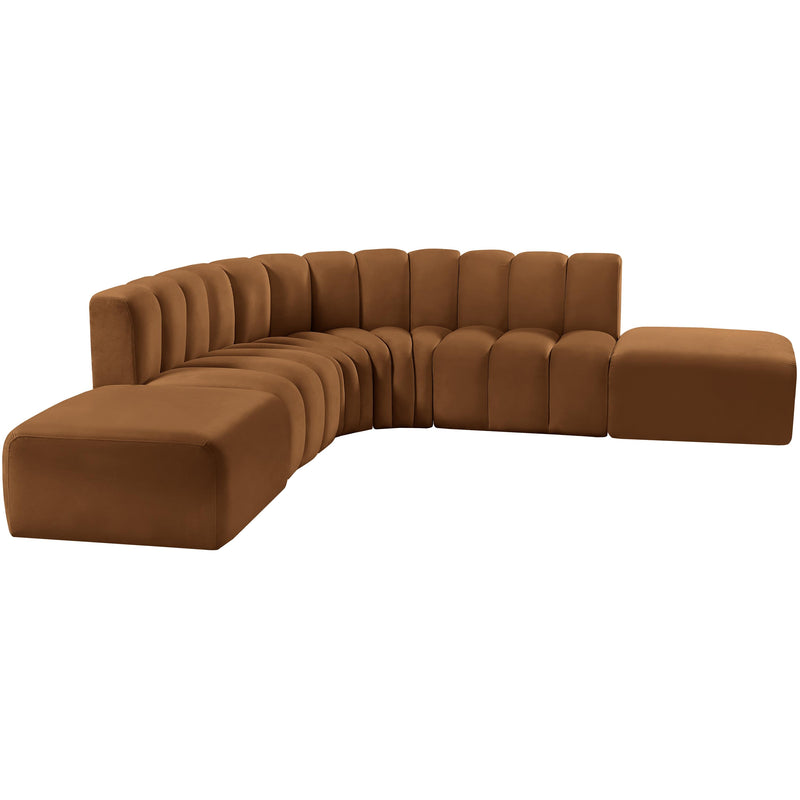 Meridian Arc Saddle Velvet 6 pc Modular Sectional IMAGE 5