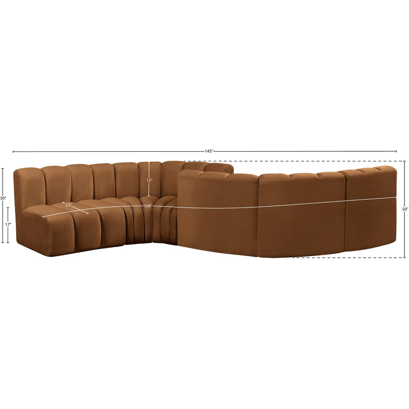 Meridian Arc Saddle Velvet 6 pc Modular Sectional IMAGE 10