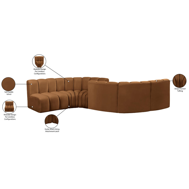 Meridian Arc Saddle Velvet 6 pc Modular Sectional IMAGE 11