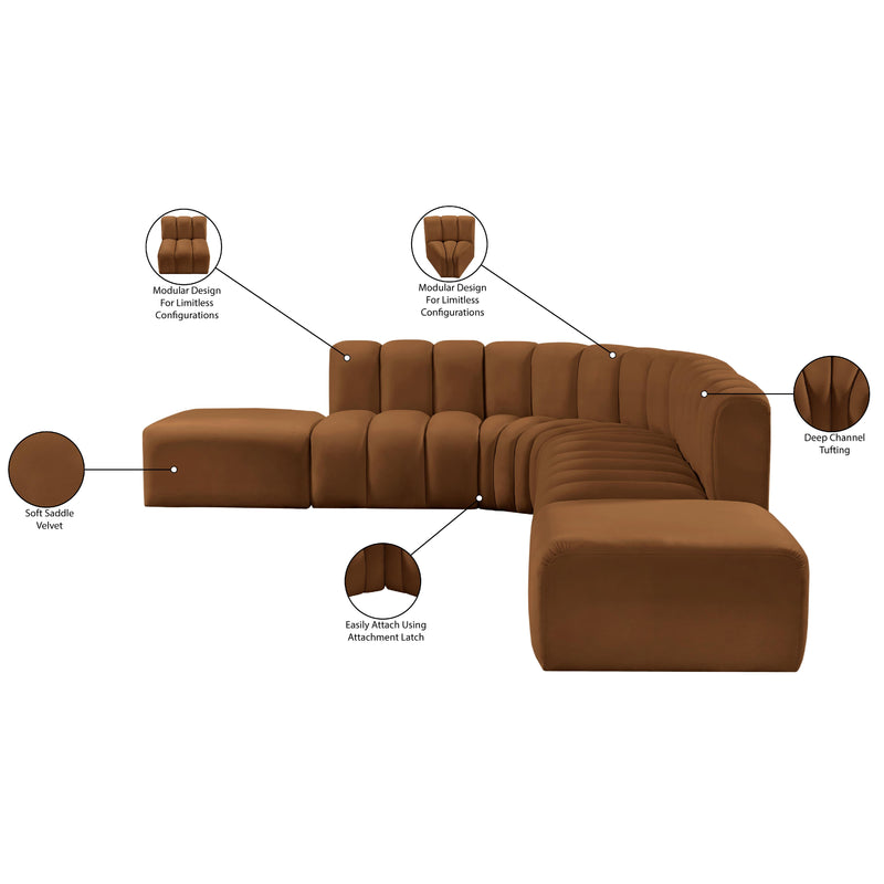 Meridian Arc Saddle Velvet 7 pc Modular Sectional IMAGE 14