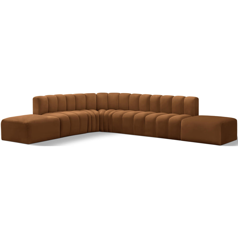 Meridian Arc Saddle Velvet 7 pc Modular Sectional IMAGE 1
