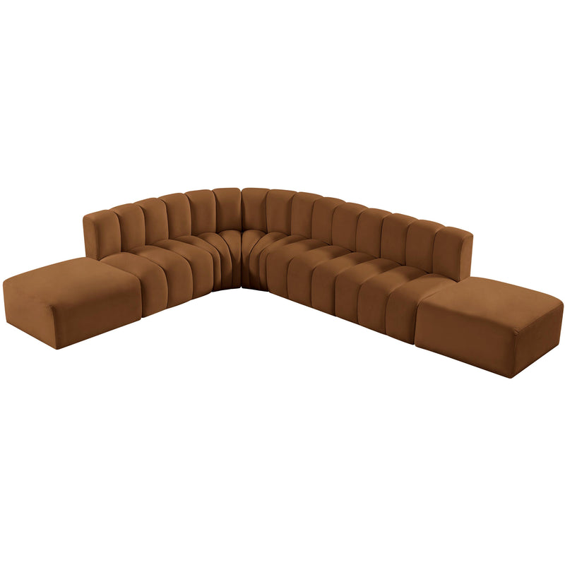 Meridian Arc Saddle Velvet 7 pc Modular Sectional IMAGE 4