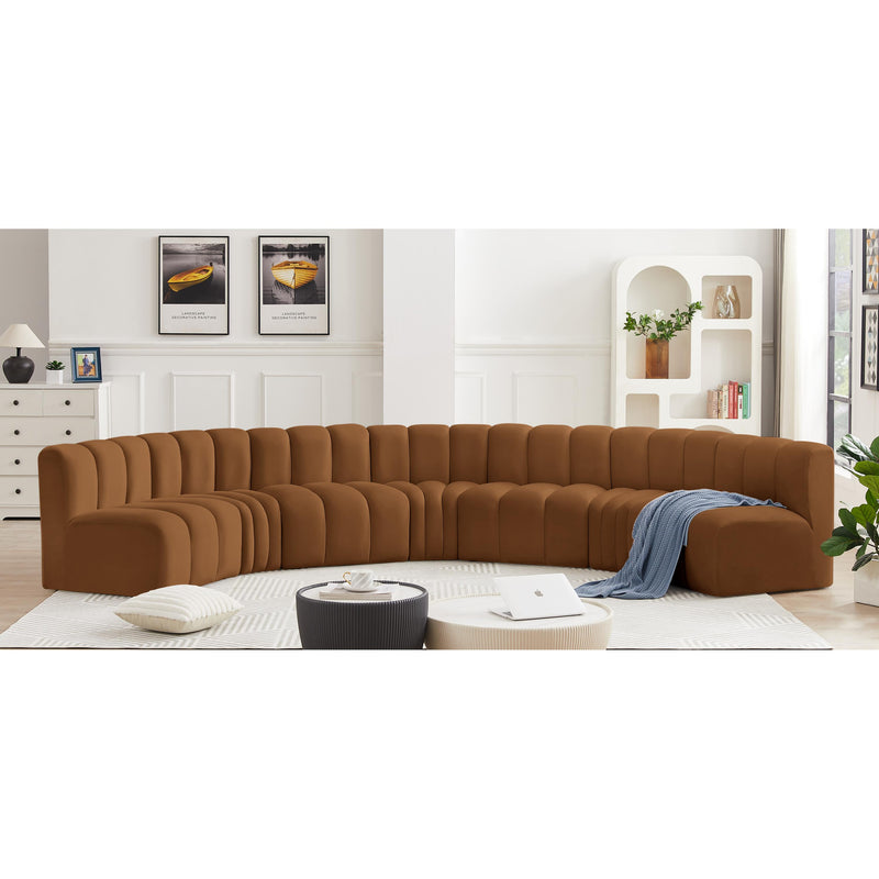Meridian Arc Saddle Velvet 7 pc Modular Sectional IMAGE 2