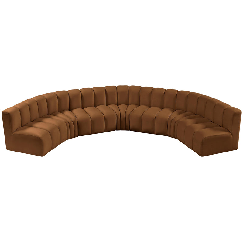 Meridian Arc Saddle Velvet 7 pc Modular Sectional IMAGE 4