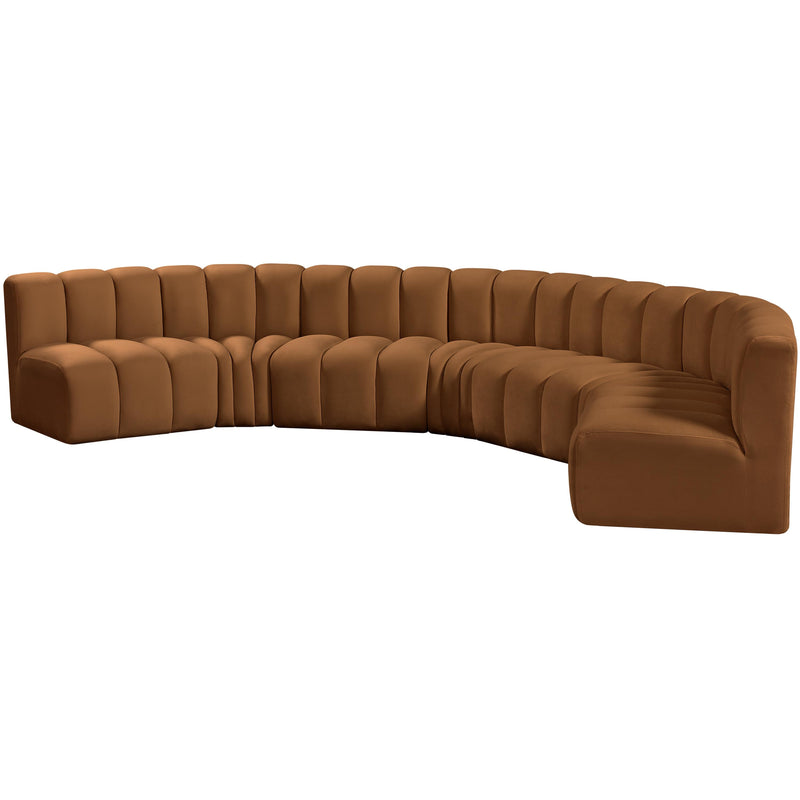 Meridian Arc Saddle Velvet 7 pc Modular Sectional IMAGE 6
