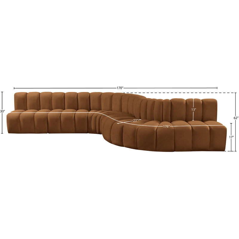 Meridian Arc Saddle Velvet 7 pc Modular Sectional IMAGE 16