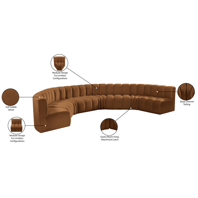 Meridian Arc Saddle Velvet 8 pc Modular Sectional IMAGE 15