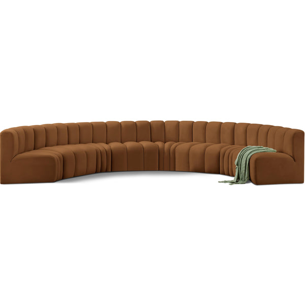 Meridian Arc Saddle Velvet 8 pc Modular Sectional IMAGE 1