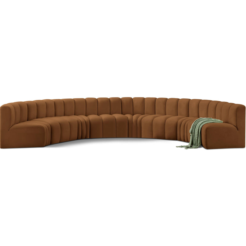 Meridian Arc Saddle Velvet 8 pc Modular Sectional IMAGE 1