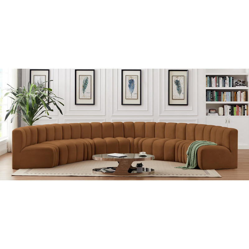Meridian Arc Saddle Velvet 8 pc Modular Sectional IMAGE 2