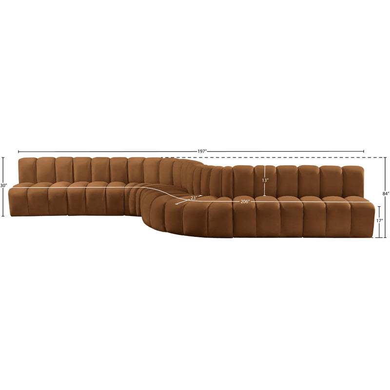 Meridian Arc Saddle Velvet 8 pc Modular Sectional IMAGE 16