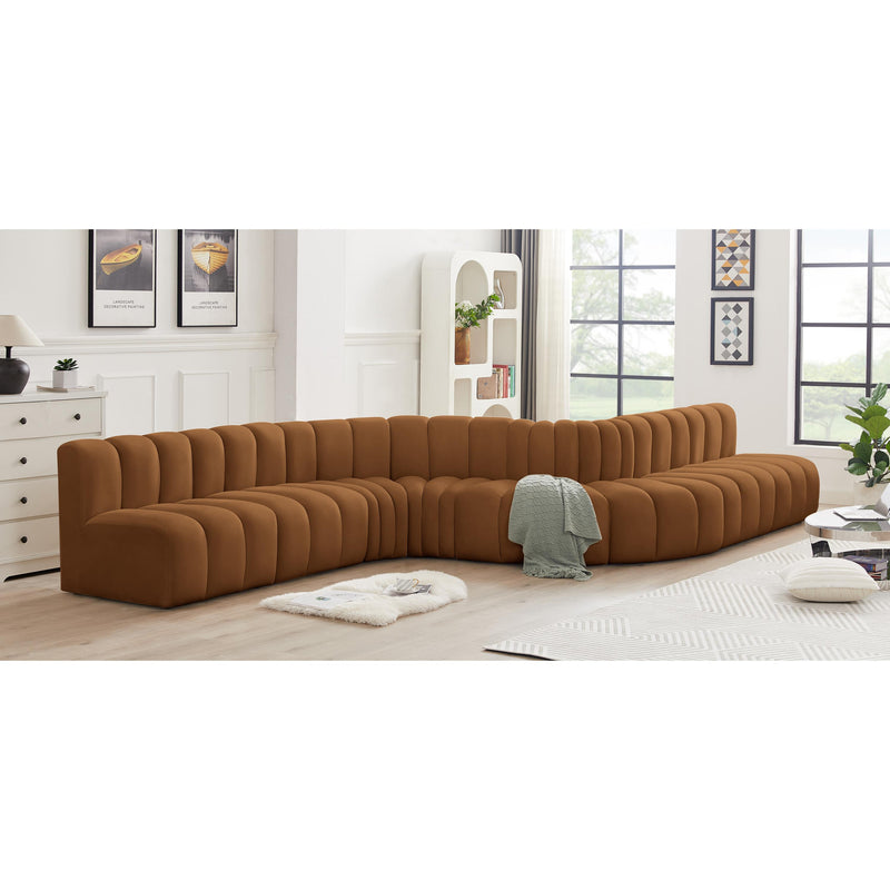 Meridian Arc Saddle Velvet 8 pc Modular Sectional IMAGE 2