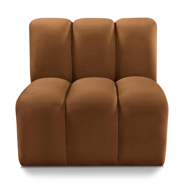 Meridian Arc Saddle Velvet Straight Chair IMAGE 1