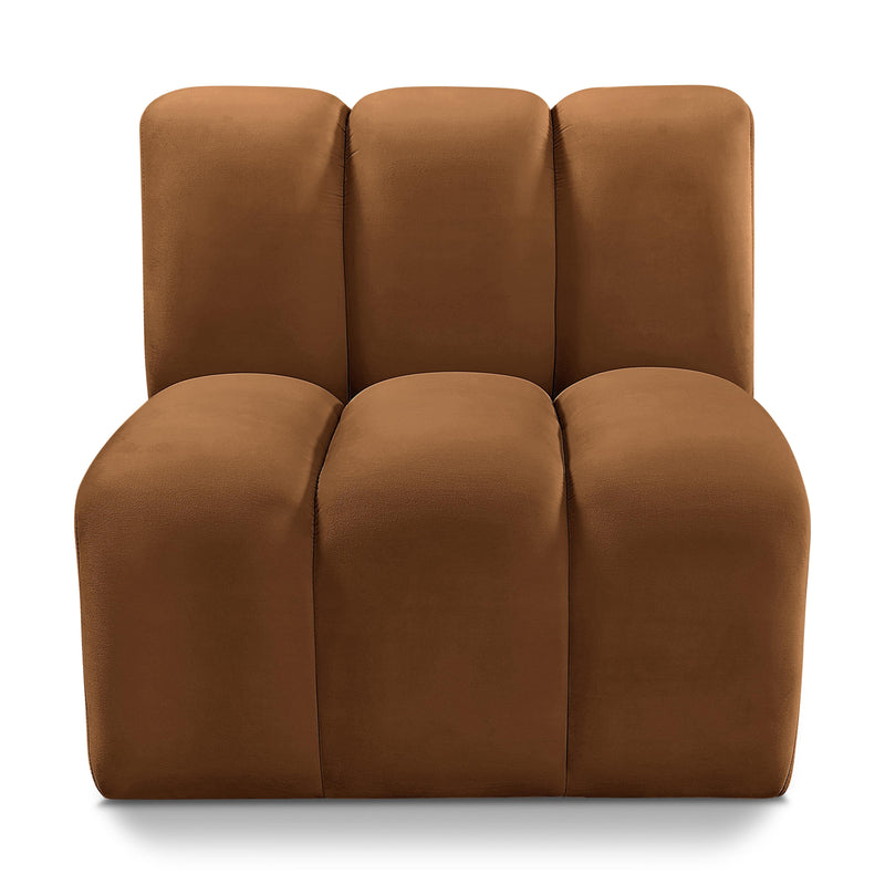 Meridian Arc Saddle Velvet Straight Chair IMAGE 1