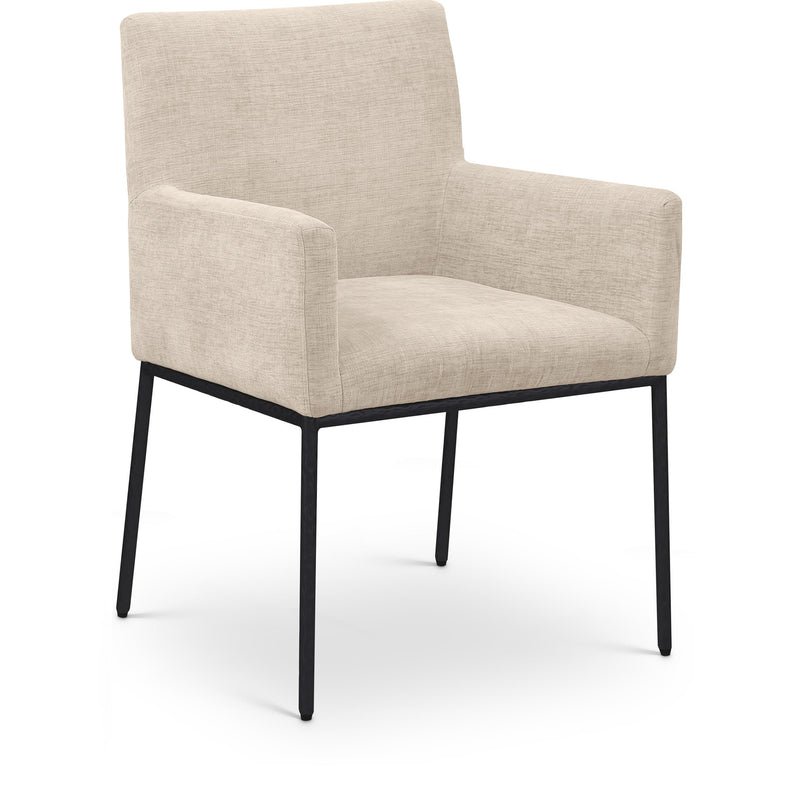 Meridian Reeves Beige Chenille Fabric Dining Chair IMAGE 1