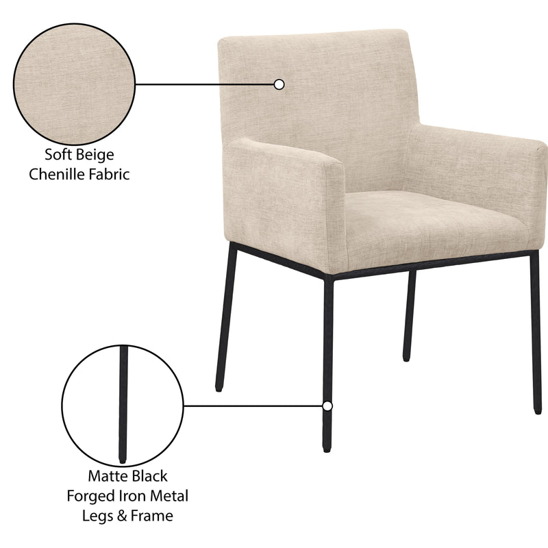 Meridian Reeves Beige Chenille Fabric Dining Chair IMAGE 9