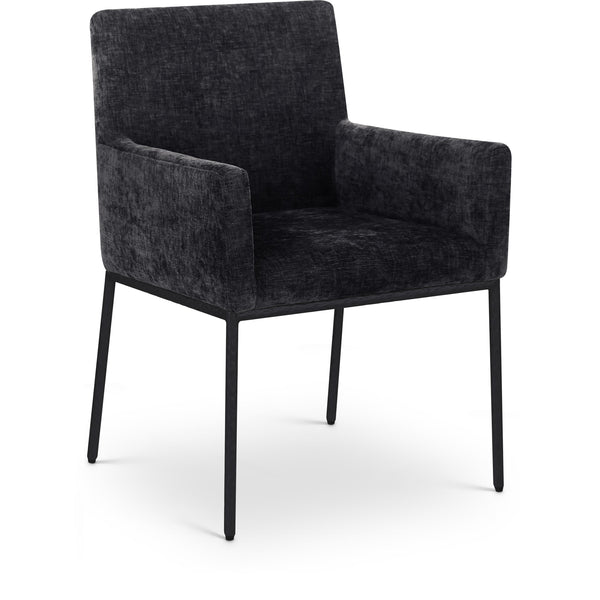 Meridian Reeves Black Chenille Fabric Dining Chair IMAGE 1