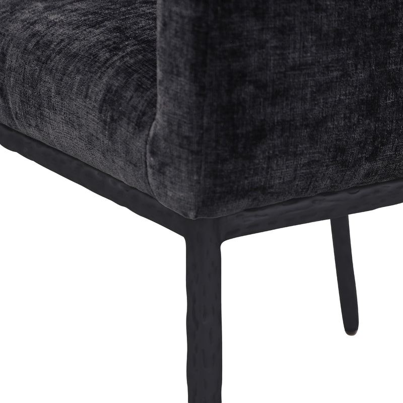 Meridian Reeves Black Chenille Fabric Dining Chair IMAGE 7