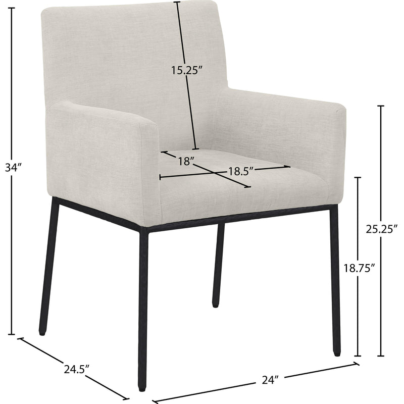 Meridian Reeves Cream Chenille Fabric Dining Chair IMAGE 8