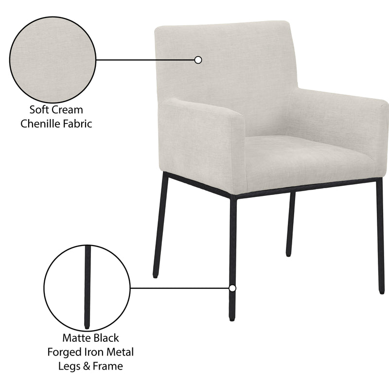 Meridian Reeves Cream Chenille Fabric Dining Chair IMAGE 9