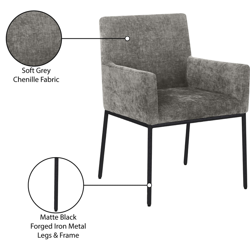 Meridian Reeves Grey Chenille Fabric Dining Chair IMAGE 9