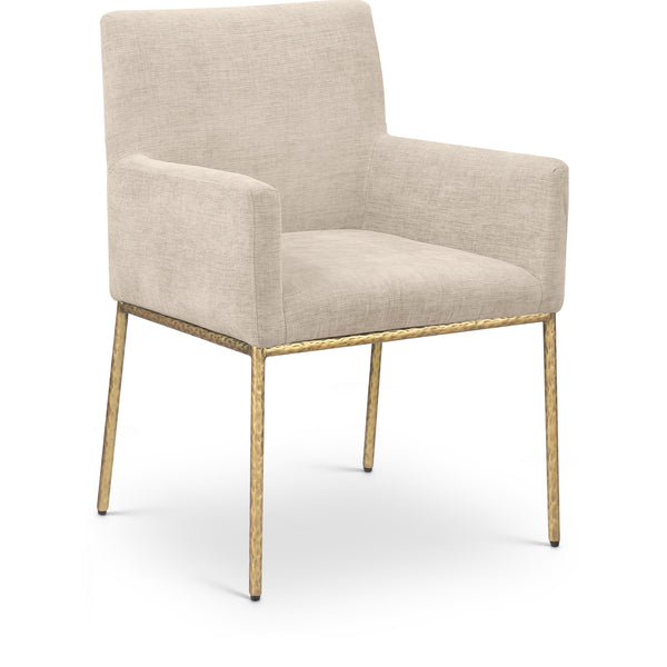 Meridian Reeves Beige Chenille Fabric Dining Chair IMAGE 1