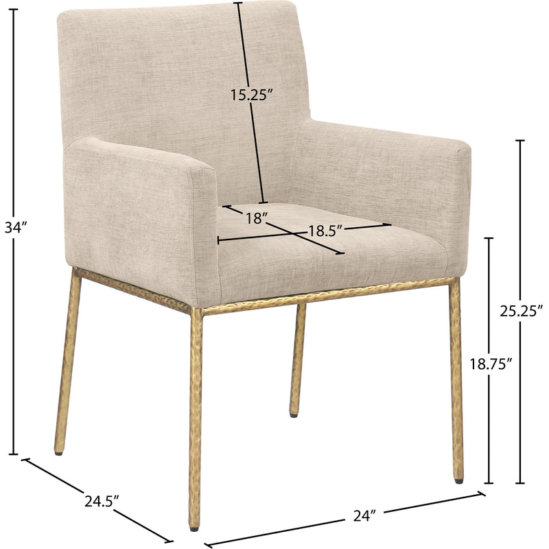 Meridian Reeves Beige Chenille Fabric Dining Chair IMAGE 8