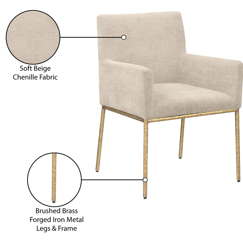 Meridian Reeves Beige Chenille Fabric Dining Chair IMAGE 9