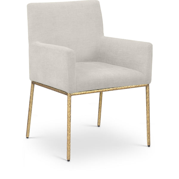 Meridian Reeves Cream Chenille Fabric Dining Chair IMAGE 1