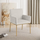 Meridian Reeves Cream Chenille Fabric Dining Chair IMAGE 2