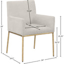 Meridian Reeves Cream Chenille Fabric Dining Chair IMAGE 8