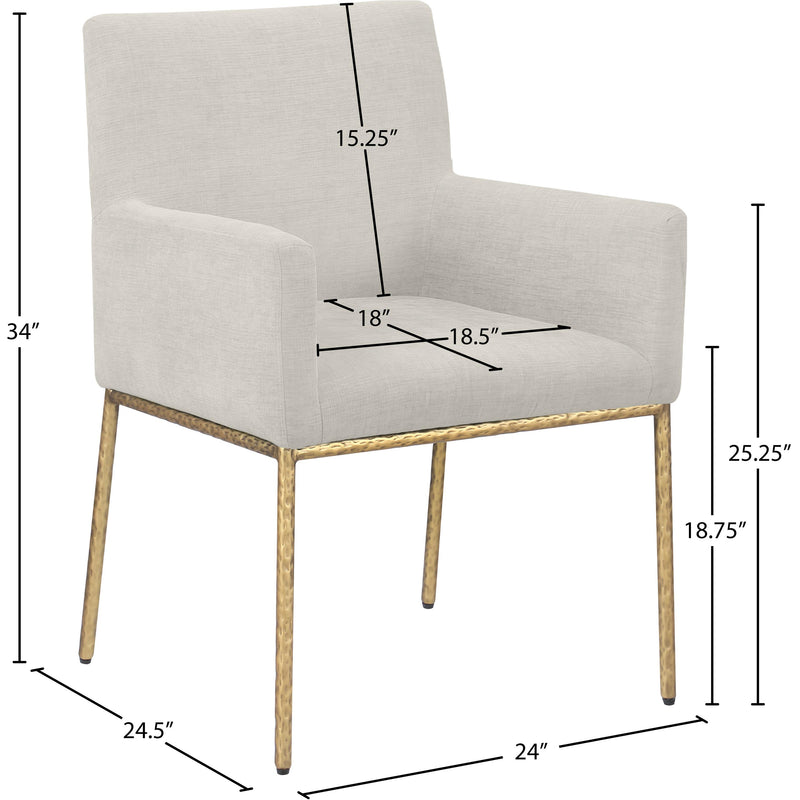Meridian Reeves Cream Chenille Fabric Dining Chair IMAGE 8