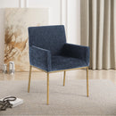 Meridian Reeves Navy Chenille Fabric Dining Chair IMAGE 2