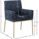 Meridian Reeves Navy Chenille Fabric Dining Chair IMAGE 8
