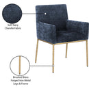 Meridian Reeves Navy Chenille Fabric Dining Chair IMAGE 9